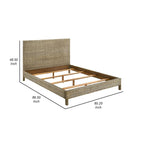 Lit plateforme King en rotin tressé gris