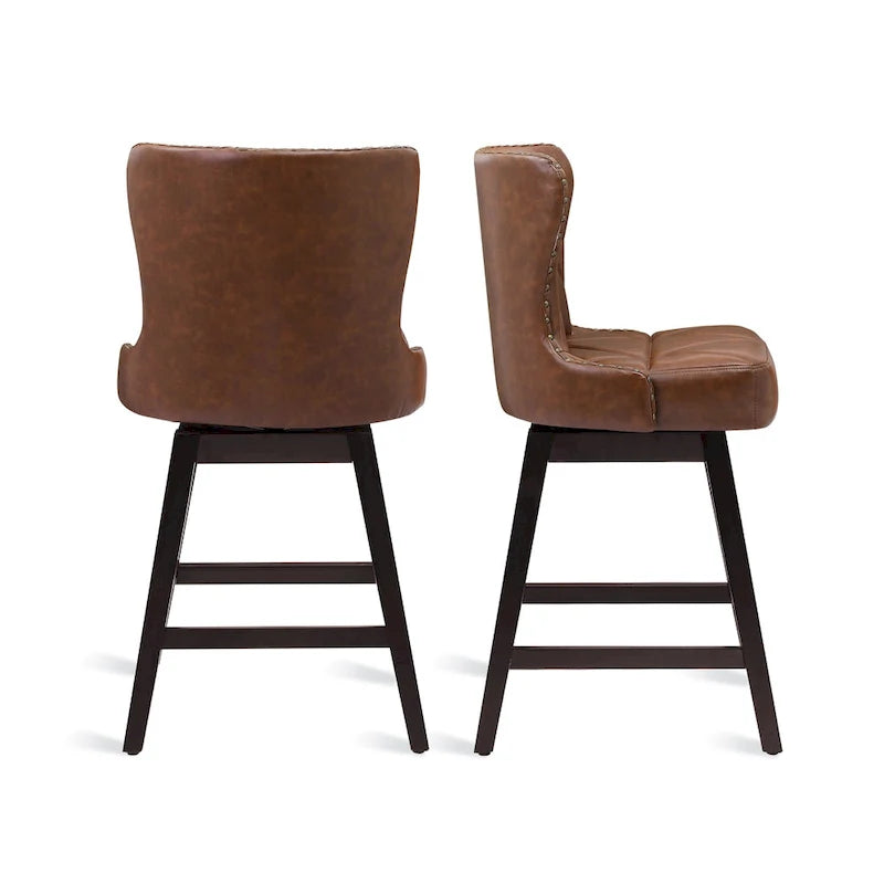 Tabouret de bar pivotant style milieu de siècle gris foncé / noir / marron / blanc cassé, lot de 4