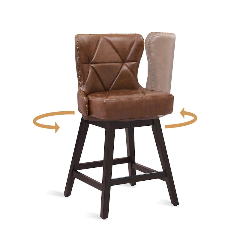 Tabouret de bar pivotant style milieu de siècle gris foncé / noir / marron / blanc cassé, lot de 4