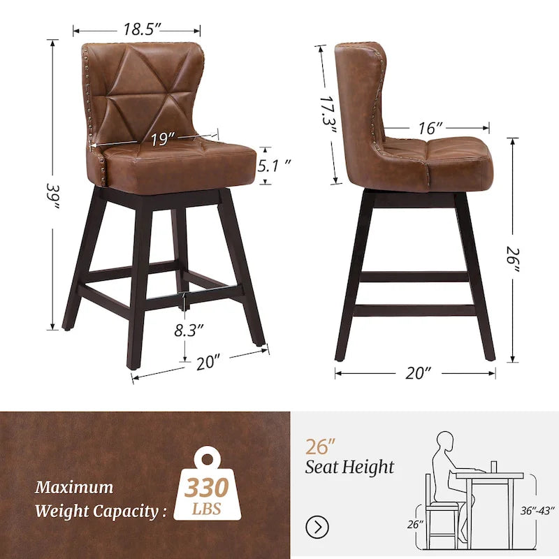 Tabouret de bar pivotant style milieu de siècle gris foncé / noir / marron / blanc cassé, lot de 4