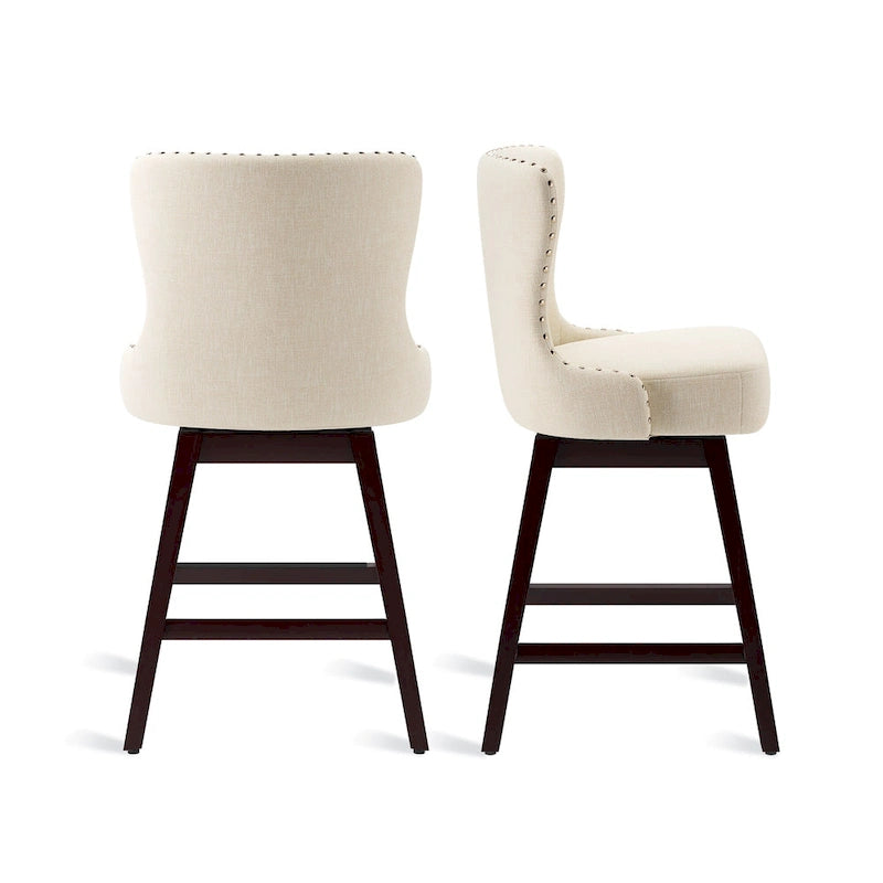 Tabouret de bar pivotant style milieu de siècle gris foncé / noir / marron / blanc cassé, lot de 4