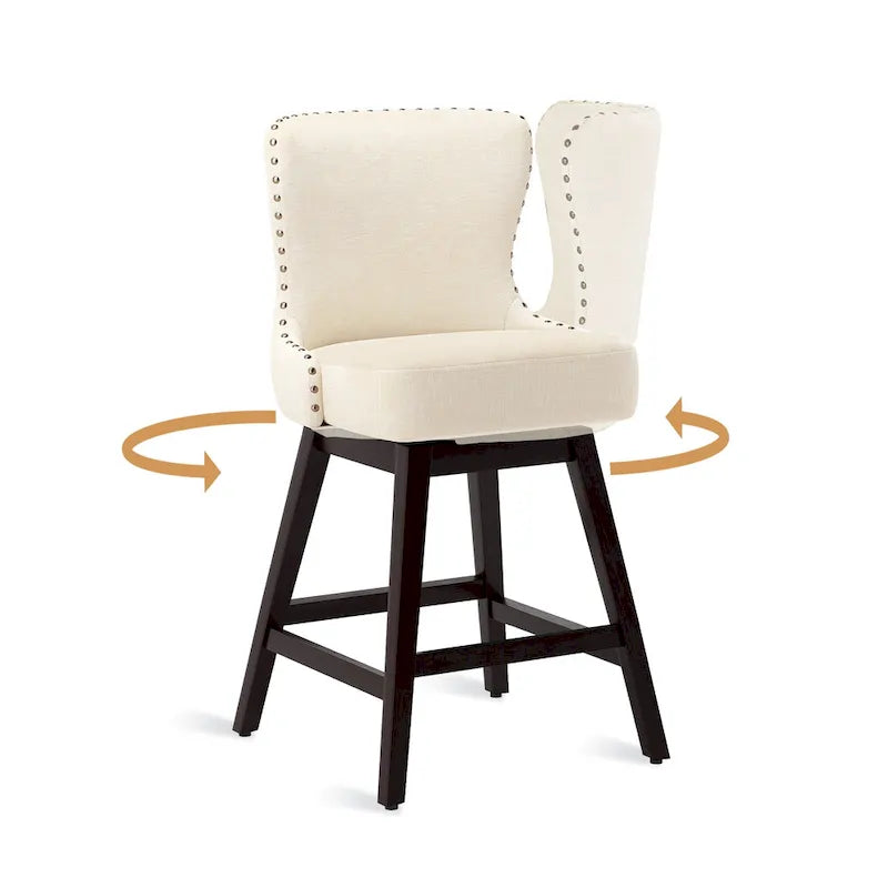 Tabouret de bar pivotant style milieu de siècle gris foncé / noir / marron / blanc cassé, lot de 4