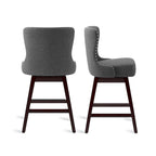 Tabouret de bar pivotant style milieu de siècle gris foncé / noir / marron / blanc cassé, lot de 4