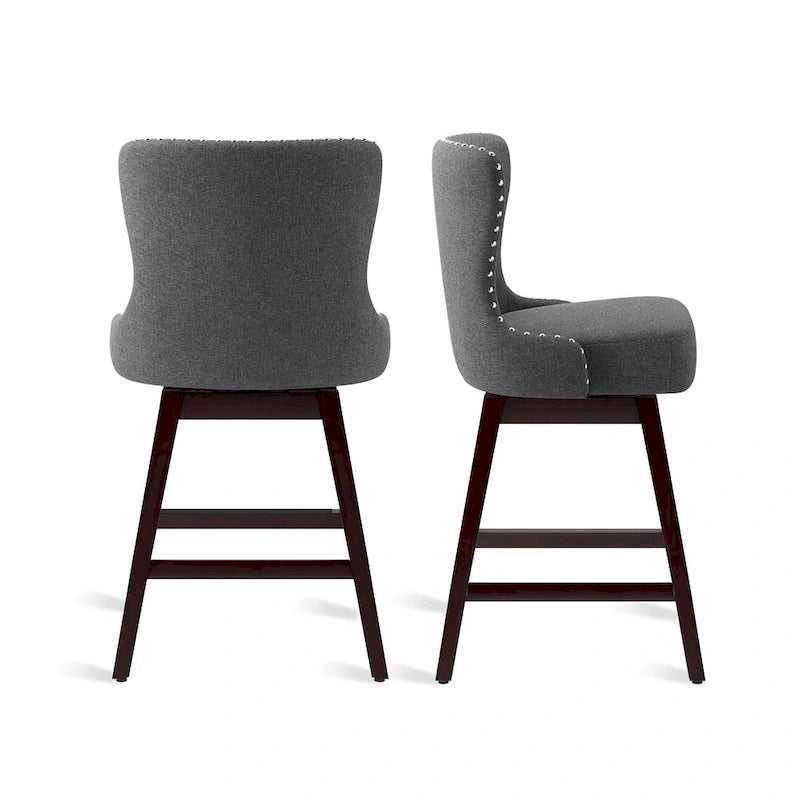 Tabouret de bar pivotant style milieu de siècle gris foncé / noir / marron / blanc cassé, lot de 4