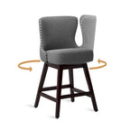 Tabouret de bar pivotant style milieu de siècle gris foncé / noir / marron / blanc cassé, lot de 4