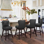 Tabouret de bar pivotant style milieu de siècle gris foncé / noir / marron / blanc cassé, lot de 4