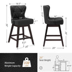 Tabouret de bar pivotant style milieu de siècle gris foncé / noir / marron / blanc cassé, lot de 4