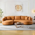 Canapé d'angle modulable 5 places, orange/gris, réversible droite/gauche