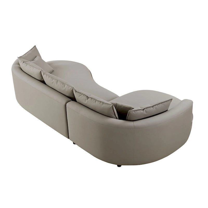 Canapé d'angle modulable 5 places, orange/gris, réversible droite/gauche