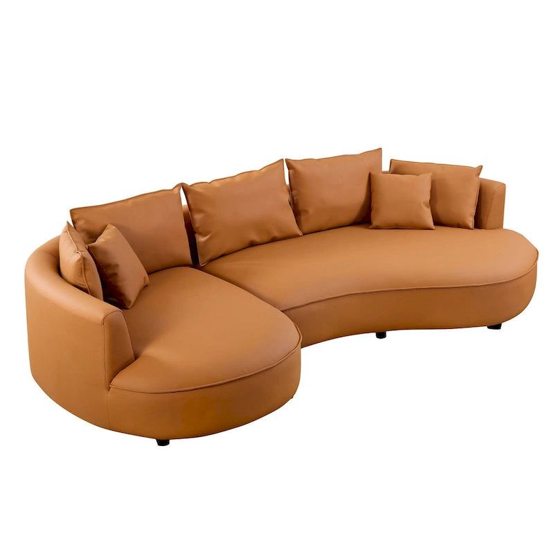 Canapé d'angle modulable 5 places, orange/gris, réversible droite/gauche