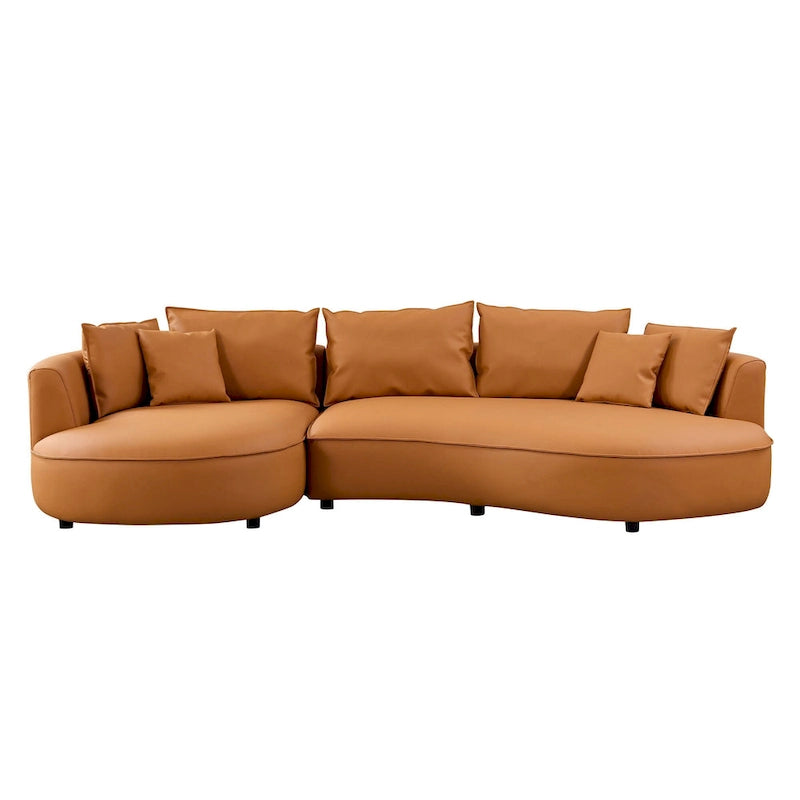 Canapé d'angle modulable 5 places, orange/gris, réversible droite/gauche