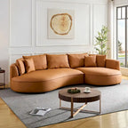 Canapé d'angle modulable 5 places, orange/gris, réversible droite/gauche
