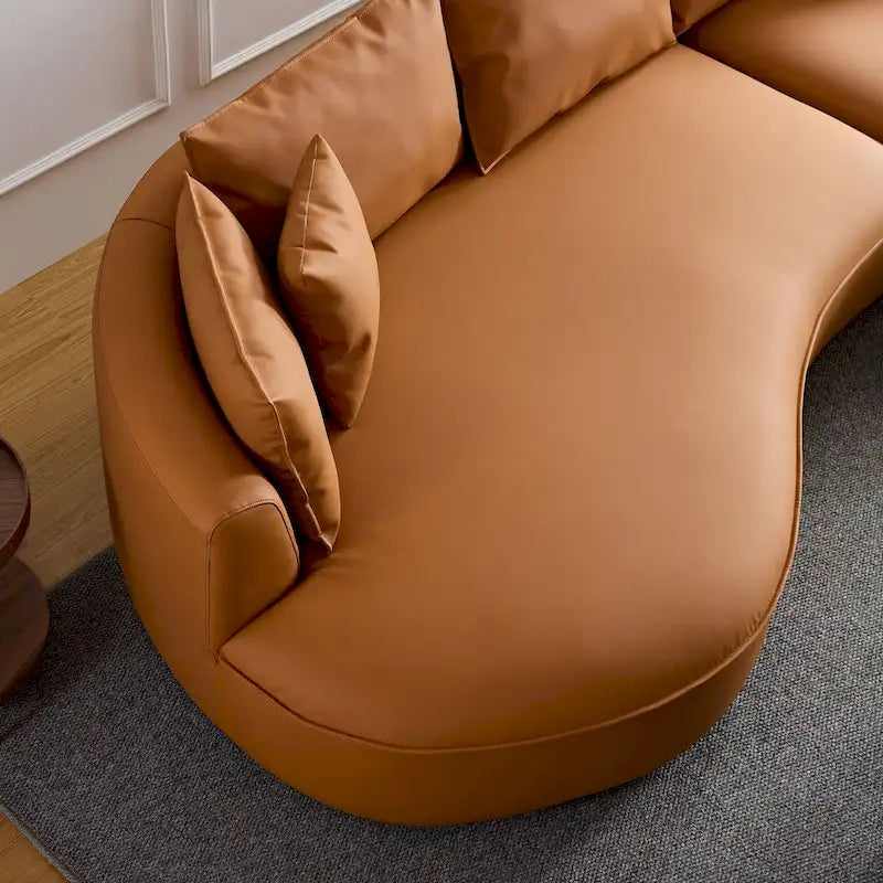 Canapé d'angle modulable 5 places, orange/gris, réversible droite/gauche
