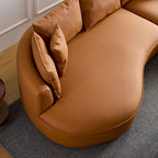 Canapé d'angle modulable 5 places, orange/gris, réversible droite/gauche
