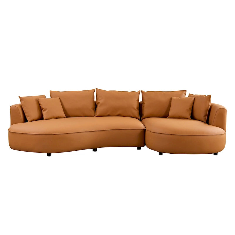 Canapé d'angle modulable 5 places, orange/gris, réversible droite/gauche