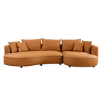 Canapé d'angle modulable 5 places, orange/gris, réversible droite/gauche