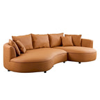 Canapé d'angle modulable 5 places, orange/gris, réversible droite/gauche