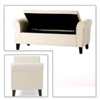 Banc de rangement capitonné avec accoudoirs arrondis et dessus relevable — Beige / Bleu clair / Gris clair / Gris foncé / Marron / Bleu marine, 1 place
