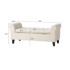 Banc de rangement capitonné avec accoudoirs arrondis et dessus relevable — Beige / Bleu clair / Gris clair / Gris foncé / Marron / Bleu marine, 1 place