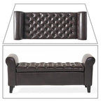 Banc de rangement capitonné avec accoudoirs arrondis et dessus relevable — Beige / Bleu clair / Gris clair / Gris foncé / Marron / Bleu marine, 1 place