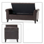 Banc de rangement capitonné avec accoudoirs arrondis et dessus relevable — Beige / Bleu clair / Gris clair / Gris foncé / Marron / Bleu marine, 1 place