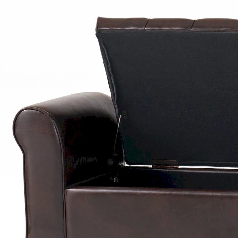 Banc de rangement capitonné avec accoudoirs arrondis et dessus relevable — Beige / Bleu clair / Gris clair / Gris foncé / Marron / Bleu marine, 1 place