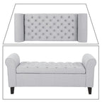 Banc de rangement capitonné avec accoudoirs arrondis et dessus relevable — Beige / Bleu clair / Gris clair / Gris foncé / Marron / Bleu marine, 1 place