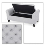 Banc de rangement capitonné avec accoudoirs arrondis et dessus relevable — Beige / Bleu clair / Gris clair / Gris foncé / Marron / Bleu marine, 1 place