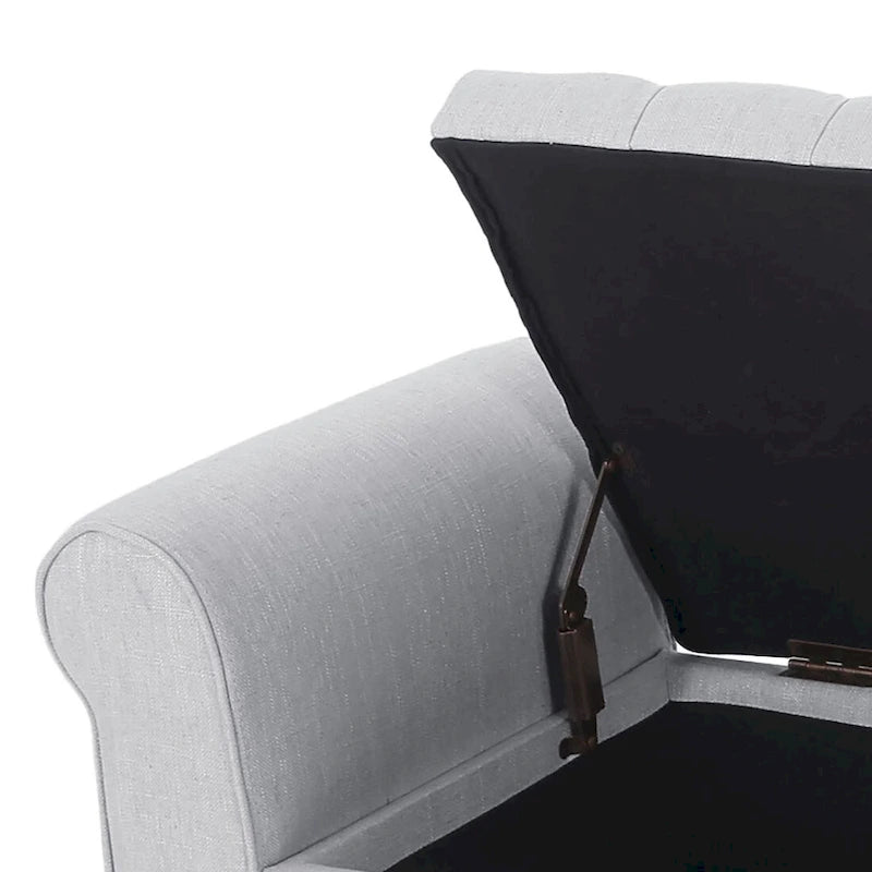 Banc de rangement capitonné avec accoudoirs arrondis et dessus relevable — Beige / Bleu clair / Gris clair / Gris foncé / Marron / Bleu marine, 1 place