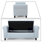 Banc de rangement capitonné avec accoudoirs arrondis et dessus relevable — Beige / Bleu clair / Gris clair / Gris foncé / Marron / Bleu marine, 1 place