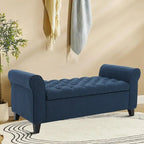 Banc de rangement capitonné avec accoudoirs arrondis et dessus relevable — Beige / Bleu clair / Gris clair / Gris foncé / Marron / Bleu marine, 1 place