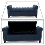 Banc de rangement capitonné avec accoudoirs arrondis et dessus relevable — Beige / Bleu clair / Gris clair / Gris foncé / Marron / Bleu marine, 1 place