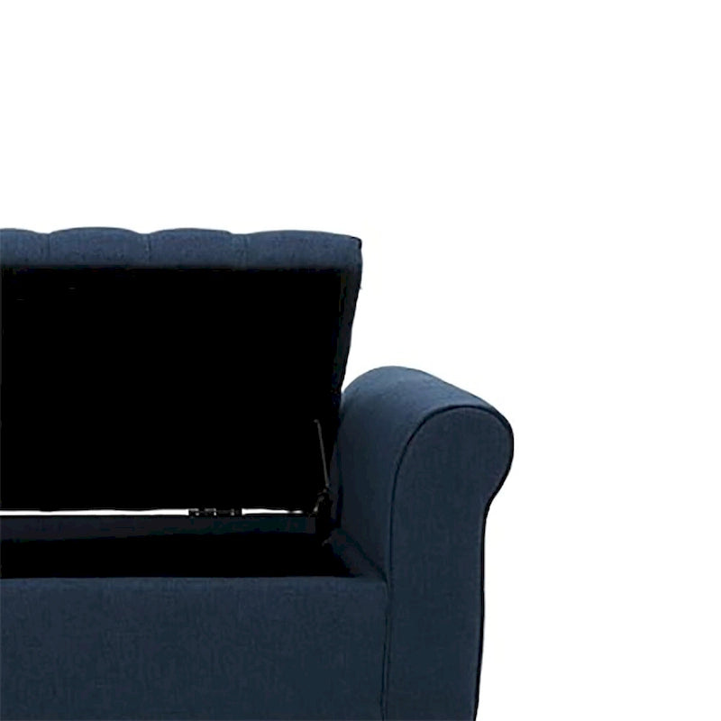 Banc de rangement capitonné avec accoudoirs arrondis et dessus relevable — Beige / Bleu clair / Gris clair / Gris foncé / Marron / Bleu marine, 1 place