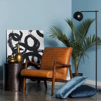 Fauteuil en cuir pleine fleur, Bleu nuit / Cacao Madagascar / Cognac, 1 place