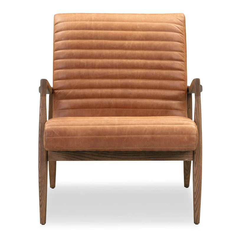 Fauteuil en cuir pleine fleur, Bleu nuit / Cacao Madagascar / Cognac, 1 place