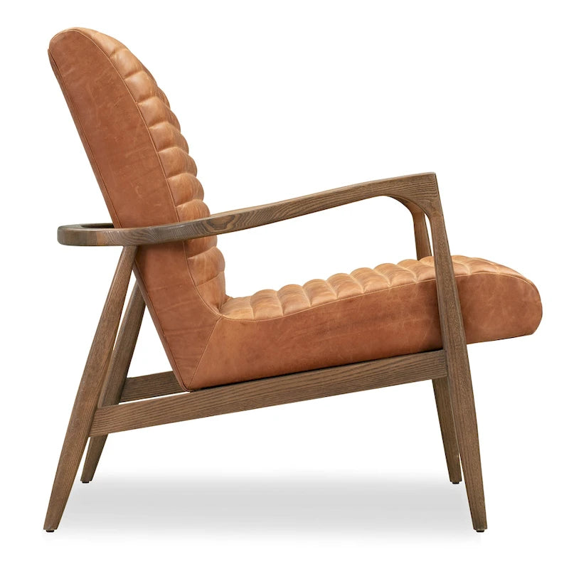 Fauteuil en cuir pleine fleur, Bleu nuit / Cacao Madagascar / Cognac, 1 place