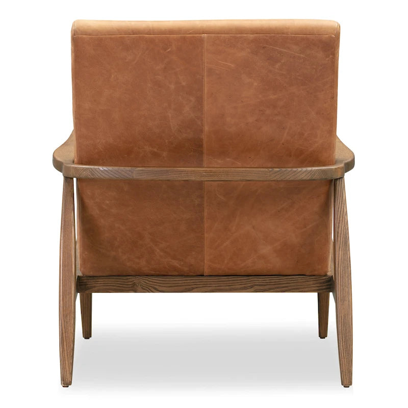 Fauteuil en cuir pleine fleur, Bleu nuit / Cacao Madagascar / Cognac, 1 place