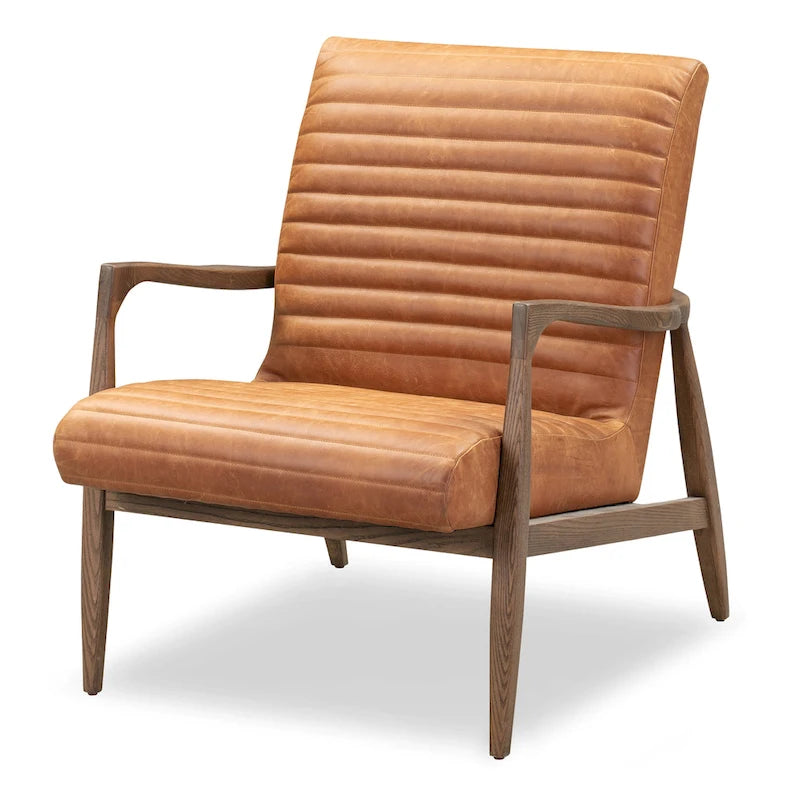 Fauteuil en cuir pleine fleur, Bleu nuit / Cacao Madagascar / Cognac, 1 place