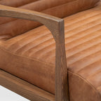 Fauteuil en cuir pleine fleur, Bleu nuit / Cacao Madagascar / Cognac, 1 place