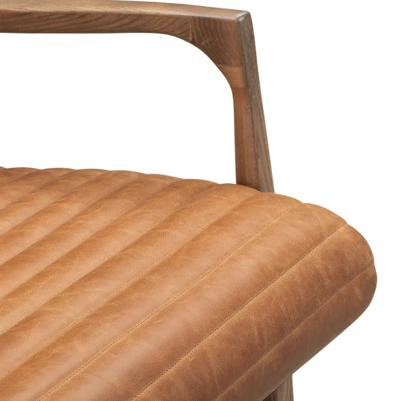 Fauteuil en cuir pleine fleur, Bleu nuit / Cacao Madagascar / Cognac, 1 place