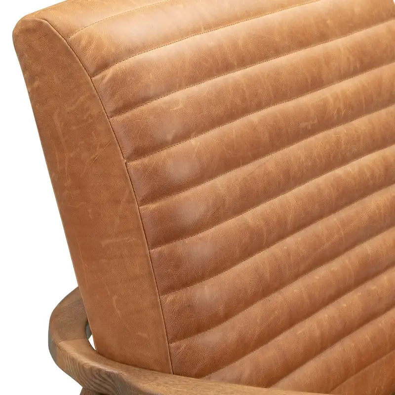 Fauteuil en cuir pleine fleur, Bleu nuit / Cacao Madagascar / Cognac, 1 place