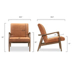 Fauteuil en cuir pleine fleur, Bleu nuit / Cacao Madagascar / Cognac, 1 place