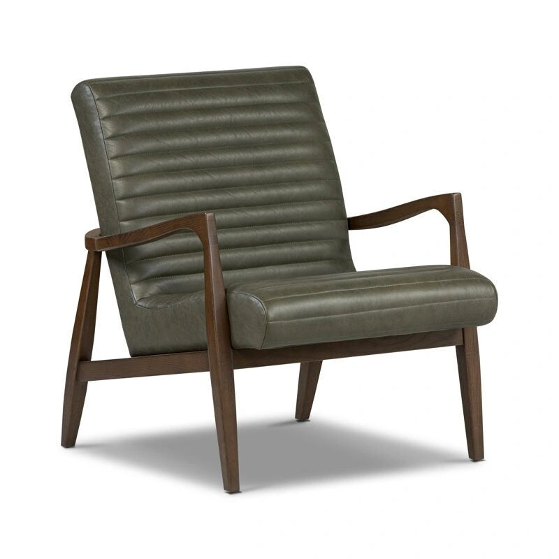 Fauteuil en cuir pleine fleur, Bleu nuit / Cacao Madagascar / Cognac, 1 place