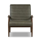 Fauteuil en cuir pleine fleur, Bleu nuit / Cacao Madagascar / Cognac, 1 place