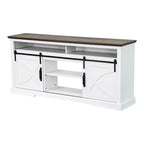 Meuble TV blanc avec portes coulissantes façon grange, 173 cm, convient aux téléviseurs jusqu'à 198 cm