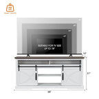 Meuble TV blanc avec portes coulissantes façon grange, 173 cm, convient aux téléviseurs jusqu'à 198 cm