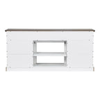 Meuble TV blanc avec portes coulissantes façon grange, 173 cm, convient aux téléviseurs jusqu'à 198 cm