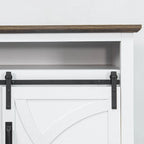 Meuble TV blanc avec portes coulissantes façon grange, 173 cm, convient aux téléviseurs jusqu'à 198 cm