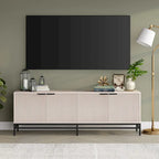 Meuble TV 178 cm pour TV jusqu'à 78", Aulne Blanc / Grain Noir / Blanc, Porte Cannelée