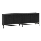 Meuble TV 178 cm pour TV jusqu'à 78", Aulne Blanc / Grain Noir / Blanc, Porte Cannelée